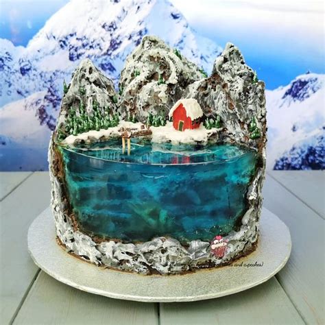 winter lake   island cakes decorated cake  cakesdecor