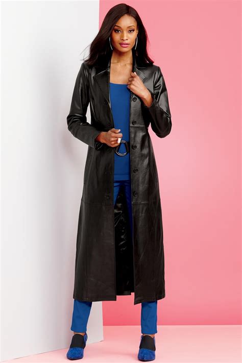 leather coat daydreams  long leather coat returns  metrostyle