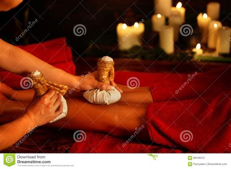 Feet Massage With Thai Reflexology Top View Of Luxury