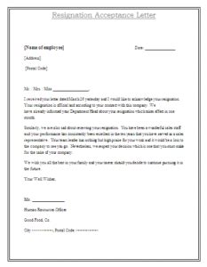 resignation letter samples  word  formats professional word