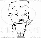 Waving Friendly Clipart Cartoon Boy Coloring Outlined Vector Thoman Cory Regarding Notes sketch template