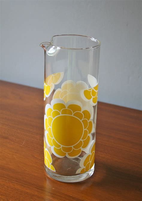 Vintage Yellow Flower Drinking Glasses And By Modishvintage