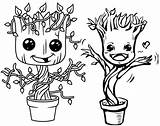 Groot Coloring Dancing Baby Plant Pages Marvel Fans Fun sketch template