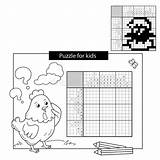 Puzzle Crossword Chick Answer Children Japanese Game School Coloring Book Kids Illustration Vector Preview sketch template