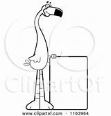 Flamingo Mascot Sign Cartoon Cory Thoman Outlined Coloring Vector 2021 sketch template