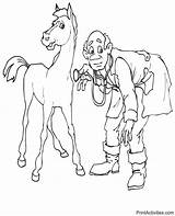 Vet Coloring Veterinarian Horse Horses Examining Popular Coloringhome sketch template