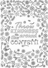Coloring Kindness Adult Confetti Printable Pages Throw Around Grown Ups Quote Flower Etsy Blank Template Sheets Adults Sold Doodle Printables sketch template