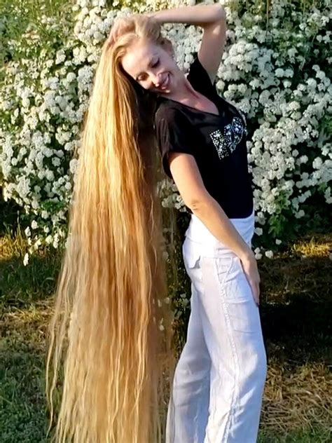 video super long blonde hair and wonderful flowers