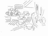 Table Dinner Coloring Pages sketch template