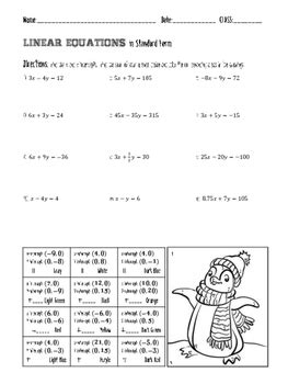 linear equations  standard form coloring page  brittany kiser