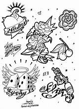 Tattoo Flash Traditional Pages Coloring Tattoos Deviantart Sheets Printable Adult Designs Choose Board Drawings Template sketch template