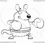Kangaroo Boxing Chubby Cartoon Clipart Coloring Outlined Vector Thoman Cory Regarding Notes sketch template