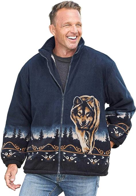 sherpa lined fleece jacket wolf size extra large  amazonca