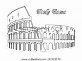 Colosseum Coloring Simple Rome Sketch Pages Italy Template sketch template
