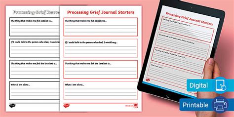 processing grief journal writing starters teacher