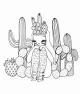 Valfre Llamacorn Cacti Getcolorings Llama Oster Colorings sketch template