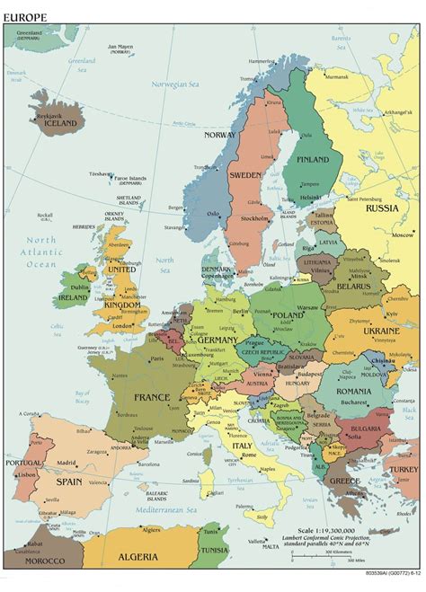 poster kaart europa hoofdsteden esque