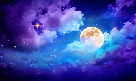 full moon  stars  dark night sky luna ciel