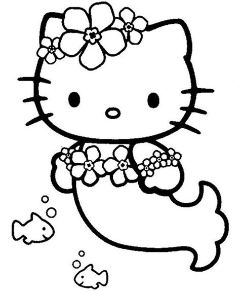 mermaid cat coloring page youngandtaecom  kitty  colorear