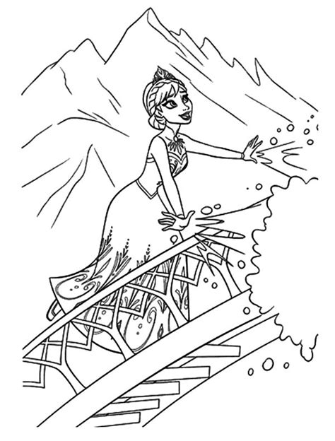 queen elsa stair   castle coloring pages coloring sky