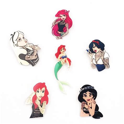 1pcs harajuku cool girls tattoo series mermaid acrylic brooch clothes