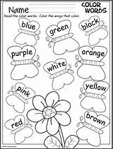 Color Butterfly Words Worksheets Preschool Colors Word Activity Spring Coloring Activities Kindergarten Learning Engelska Madebyteachers Wings English Kids Pages End sketch template