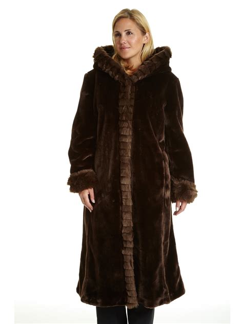 Women S Plus Full Length Faux Fur Coat 3f7