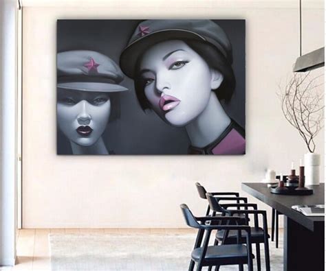 Cartoon Figure Beautiful Women Oil Painting By Hand Made Wall Painting