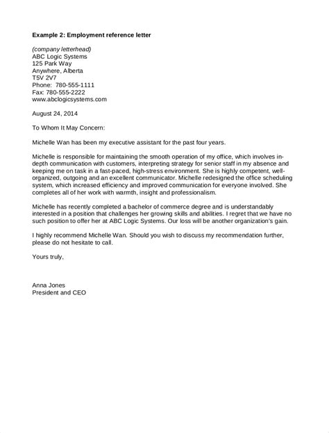 letter  recommendation sample  job reference  template