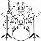 Tocando Monkey Tambor Mono Instrumentos Musicais Dibujosonline Categorias Infantil Pixlr Desenhar sketch template