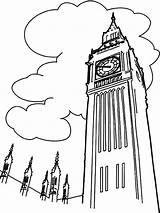 Coloring Pages Clock Tower Beautiful Netart London sketch template