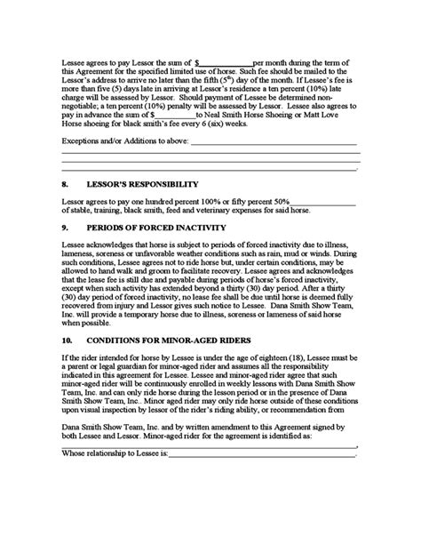 sample horse lease agreement