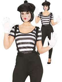 ladies mime artist costume adults french fancy dress womens circus