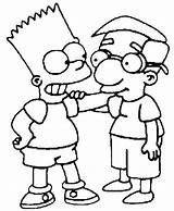 Bart Milhouse Friend His Coloring Simpsons sketch template
