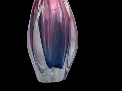 Murano Seguso Art Glass Ribbed Sommerso Vase Etsy