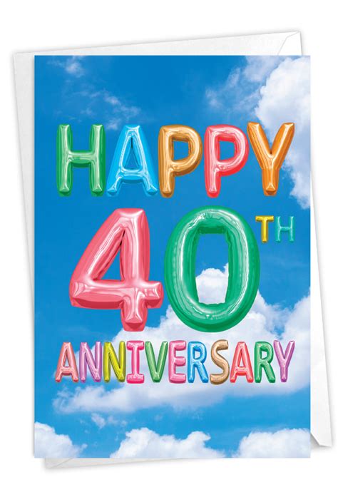 inflated messages 40 milestone anniversary printed card