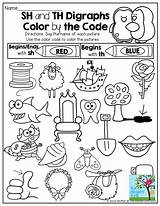Color Code Worksheets Digraphs Phonics Kindergarten Th Beginning Sh Printables Word Choose Board Grade Activities sketch template