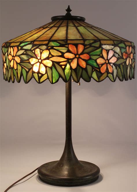 Lot 172 Art Nouveau Leaded Glass Lamp Multicolored Flowers