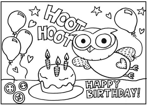 happy birthday hoot  owl coloring pages  kids cpa printable