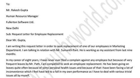 additional staff request letter  manpower requirement sample