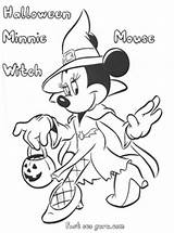Halloween Coloring Pages Witch Minnie Mouse Disney Print sketch template