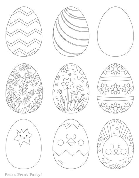 easter egg coloring pages template  press print party