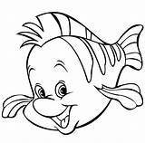 Fish Coloring Flounder Pages Cartoon Clipart Mermaid Disney Little Happy Print Simple Printable Color Pdf Small Template Colouring Beautiful Ariel sketch template