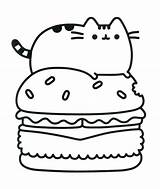 Pusheen Coloring Pages Cat Cartoon Food Book Printable Girls sketch template