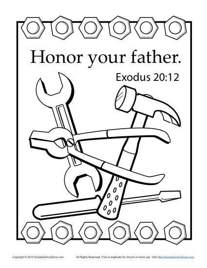 honor  father coloring page sunday school coloring pages fathers