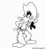 Daffy Duck Coloring Pages Looney Tunes Cowboy Printable Funny sketch template