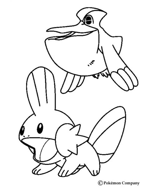 Pokemon Battles Coloring Pages Mudkip And Pelipper