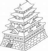 Coloring Castle Japanese Japan Pages Drawing Temple Pagoda Printable Simple Fairy Getdrawings Fan Castles Public Print Color sketch template