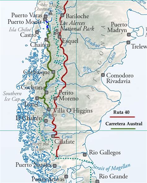 enlarge map ushuaia south america travel travel south route  patagonia chile argentina