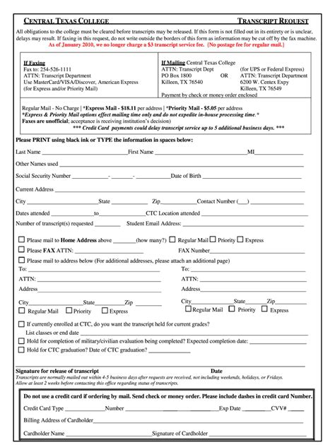 Ctc Transcript Request Form Fill Out And Sign Printable Pdf Template